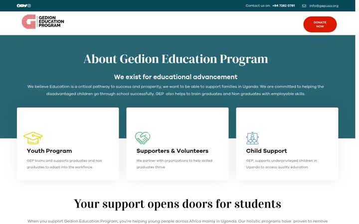 Screenshot of gideoneducationprogram.org