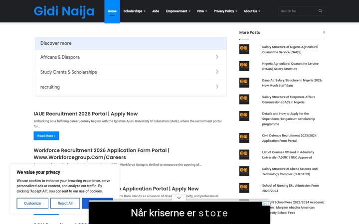 Screenshot of gidinaija.ng