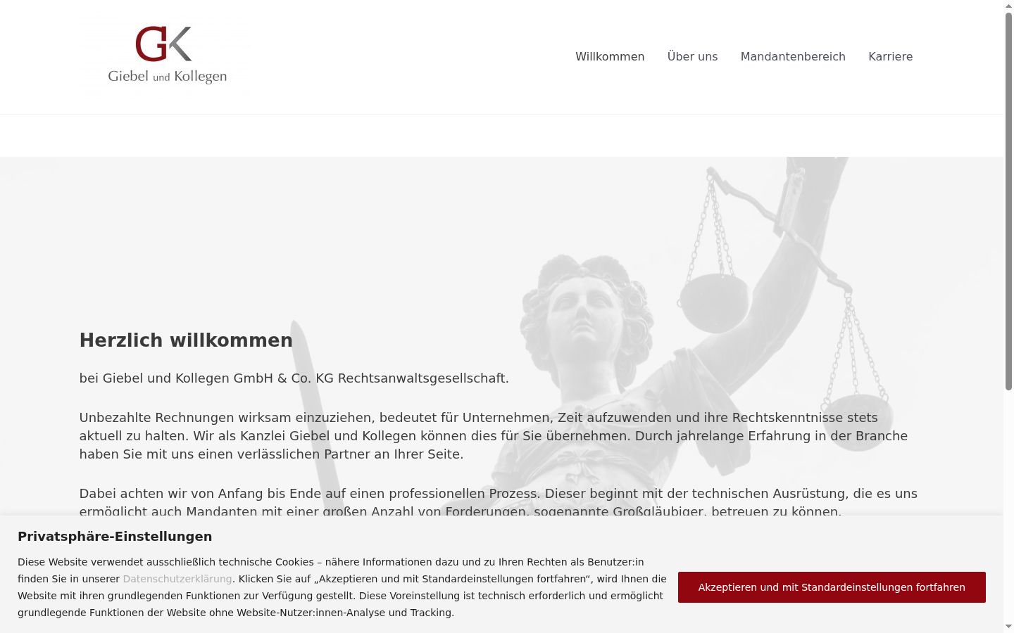 Screenshot des Einwilligungsbanners vor jeglicher Interaktion