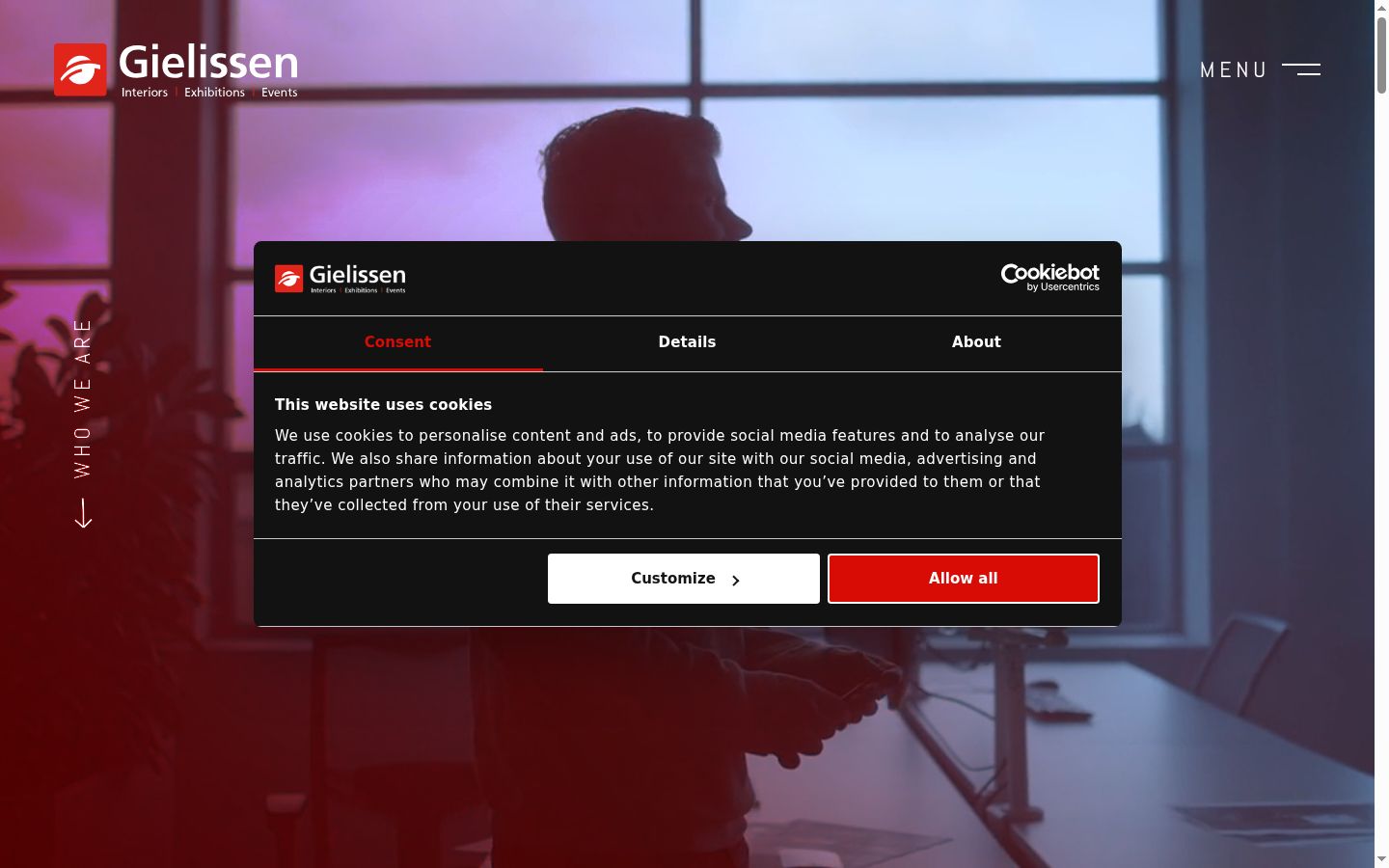 Screenshot of the consent banner shown before any interaction