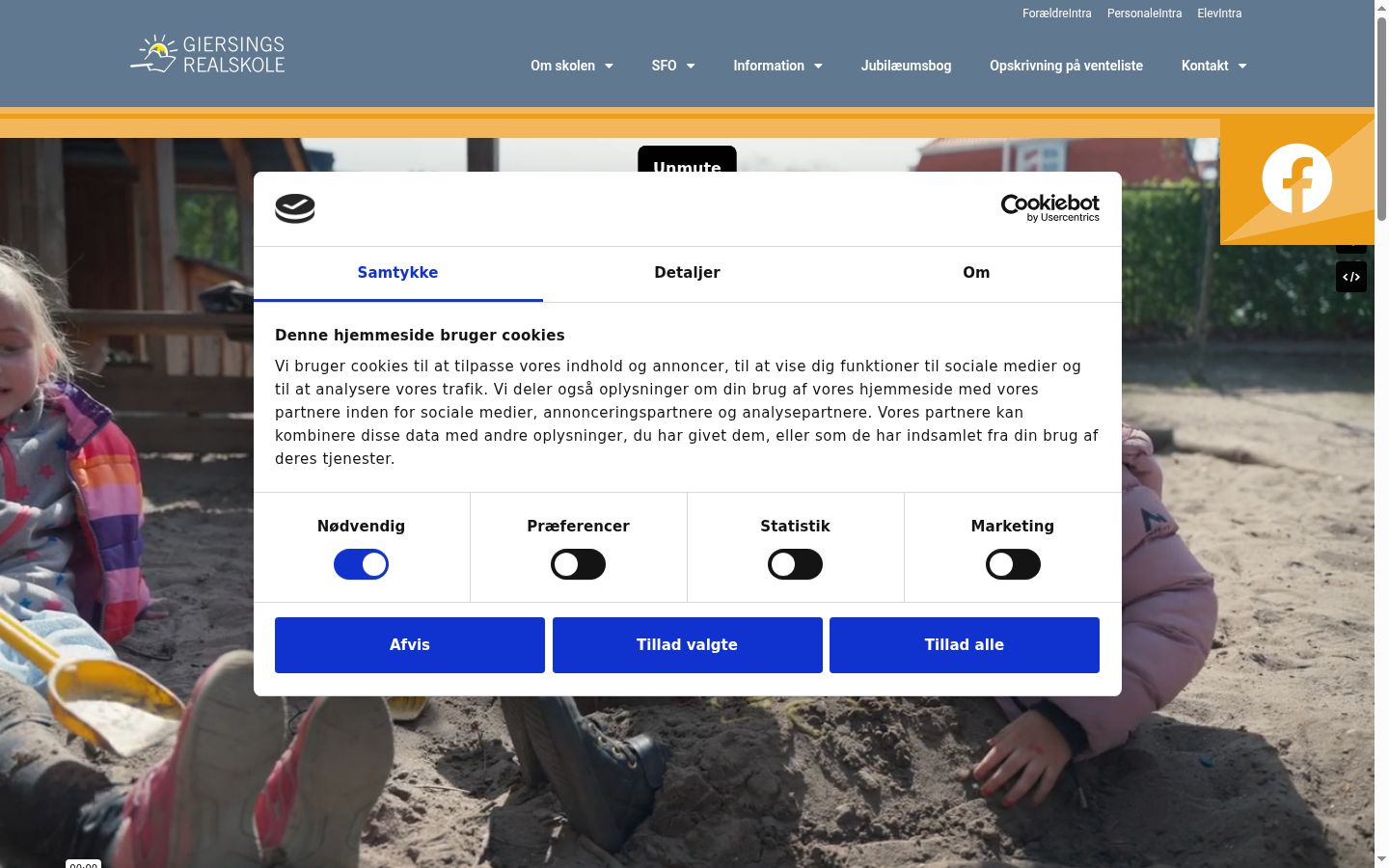 Skjermbilde av samtykkebanneret slik det vises før noen interaksjon