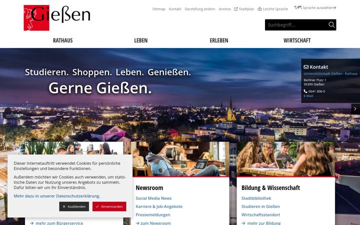 Screenshot of giessen.de