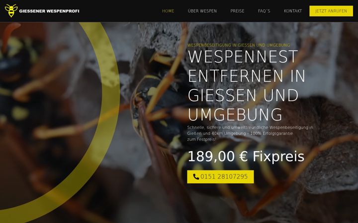 Snímek obrazovky giessener-wespenprofi.de