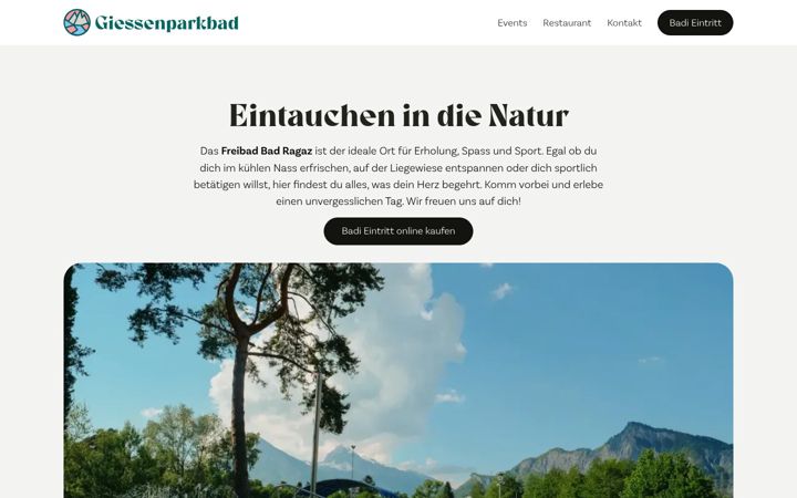 Screenshot of giessenparkbad.ch