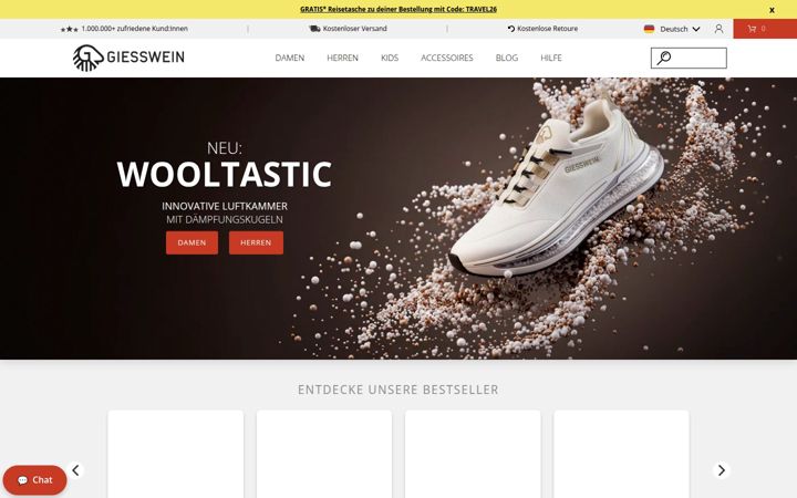 Kuvakaappaus sivustosta giesswein.com