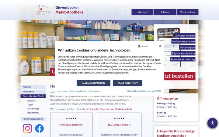 Screenshot of gievenbecker-markt-apotheke.de