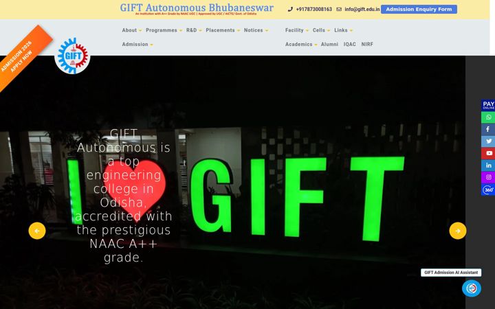 Screenshot of gift.edu.in