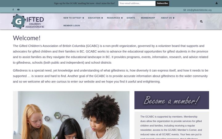 Screenshot of giftedchildrenbc.org