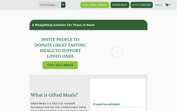 Screenshot of giftedmeals.com