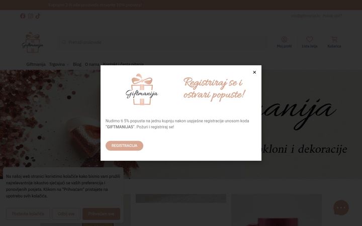Screenshot of giftmanija.hr
