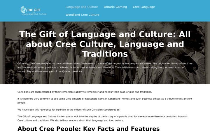 Screenshot of giftoflanguageandculture.ca