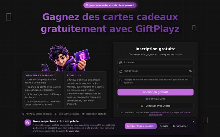Screenshot of giftplayz.com