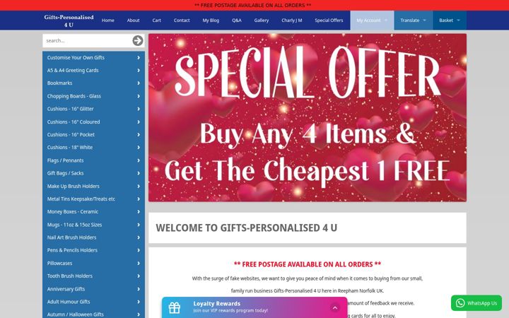 Screenshot of gifts-personalised4u.co.uk