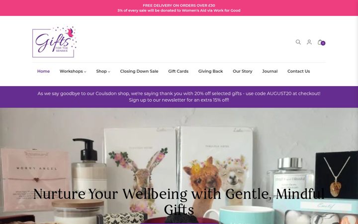 Screenshot of giftsforthesenses.co.uk