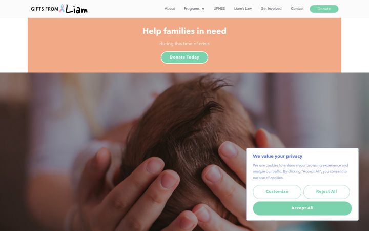 Screenshot of giftsfromliam.org