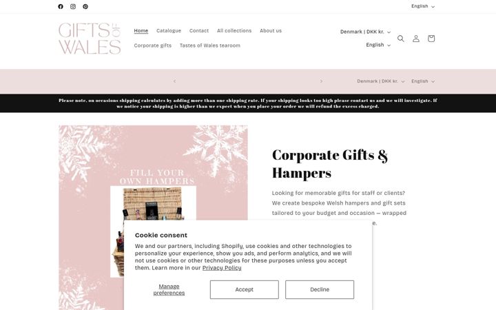 Screenshot of giftsofwales.co.uk