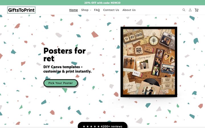 Screenshot of giftstoprint.com