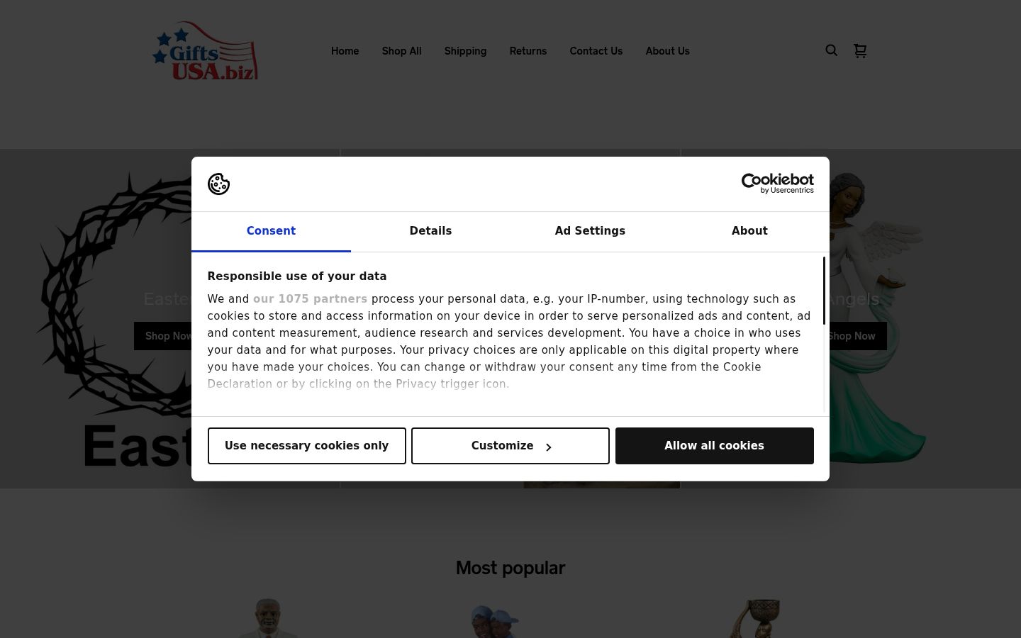 Screenshot του banner συγκατάθεσης που εμφανίστηκε πριν από οποιαδήποτε αλληλεπίδραση