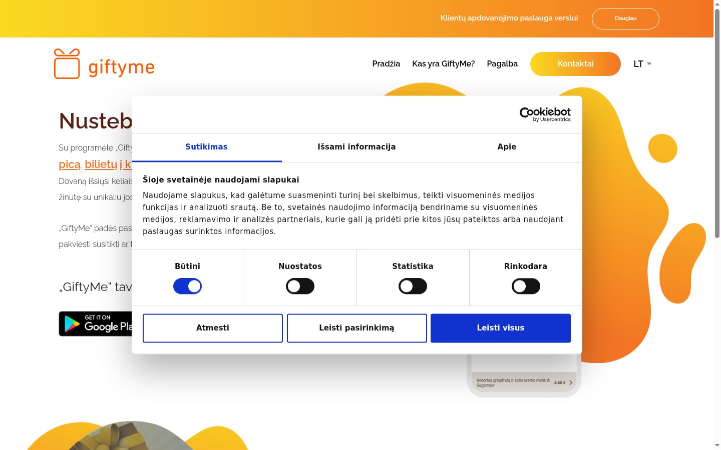 Zrzut ekranu banera zgody wyświetlanego przed jakąkolwiek interakcją
