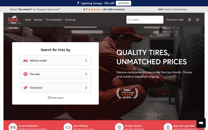 Screenshot of giga-tires.com