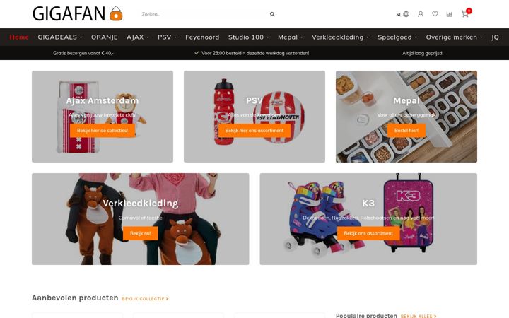 Screenshot of gigafan.nl