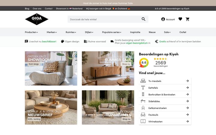 Screenshot of gigameubel.nl