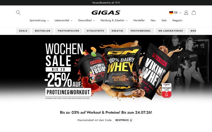 Screenshot of gigasnutrition.com