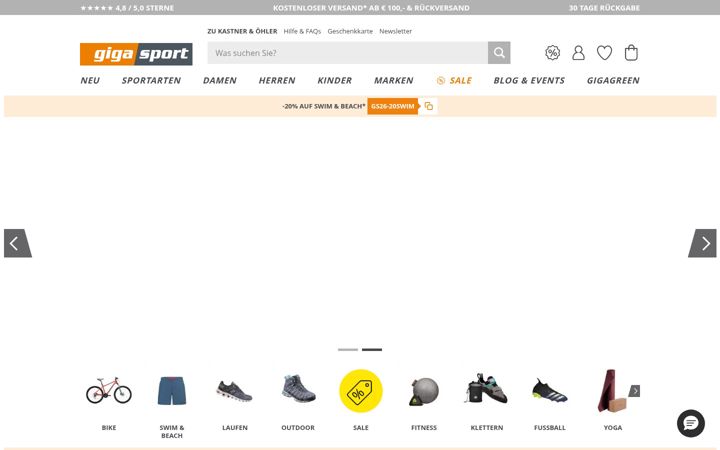 Screenshot of gigasport.de