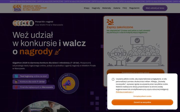 Screenshot of gigathonkonkurs.pl