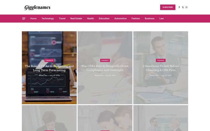 Screenshot of gigglenames.com