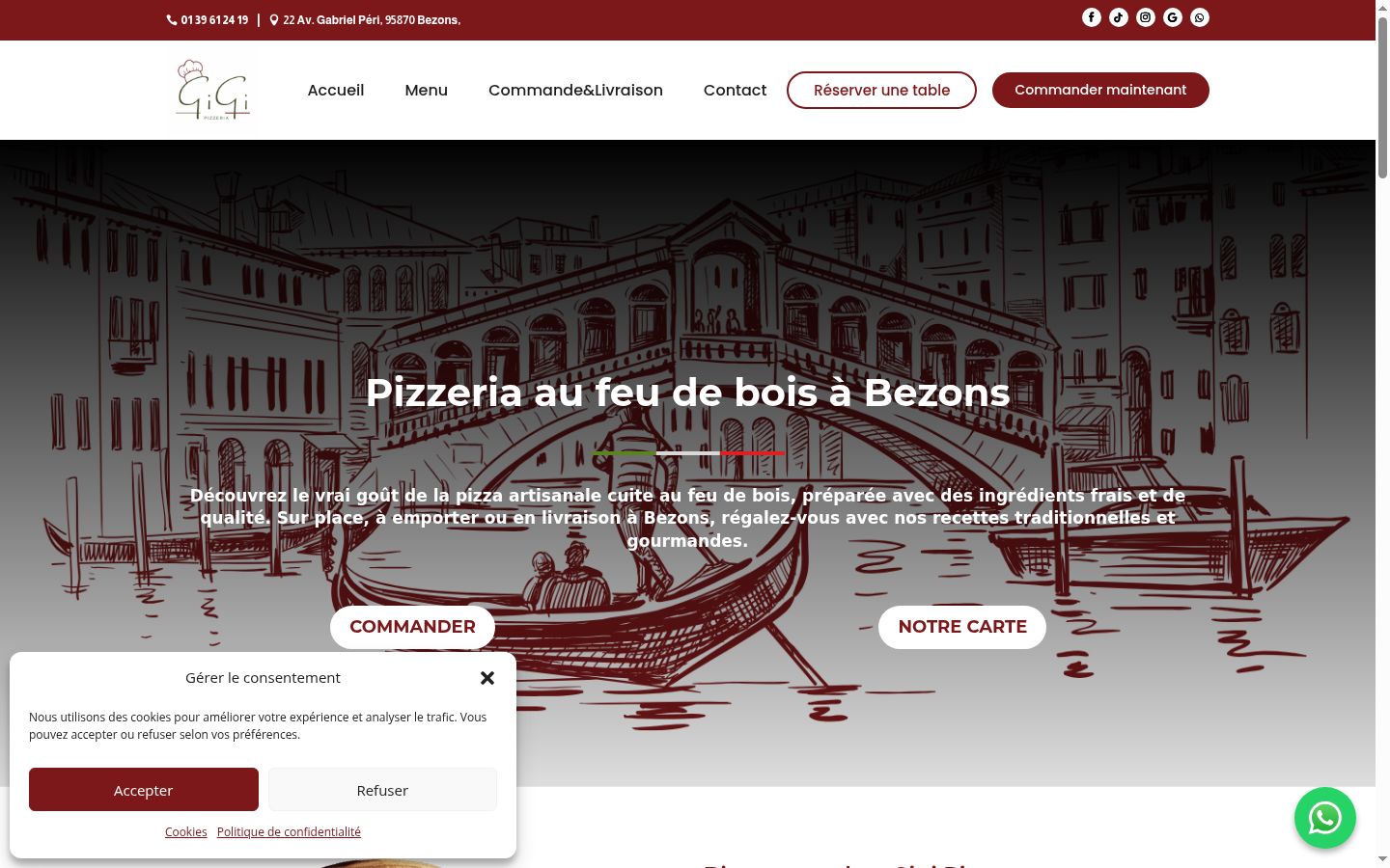 Screenshot del banner di consenso mostrato prima di qualsiasi interazione