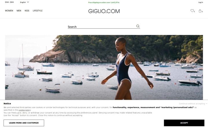Snimka zaslona za giglio.com