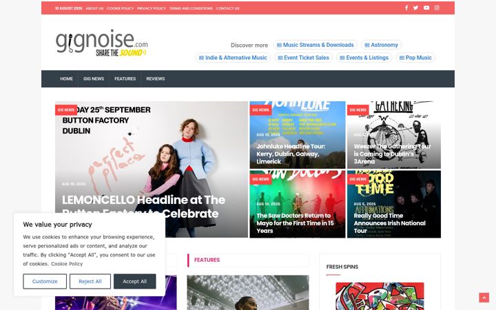 Screenshot of gignoise.com