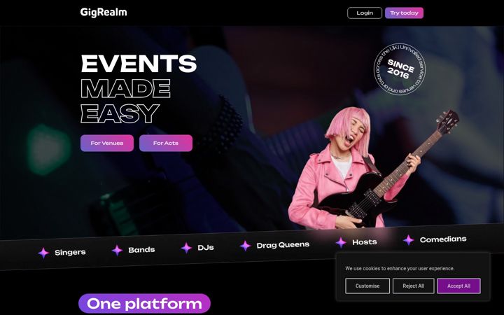 Screenshot of gigrealm.com