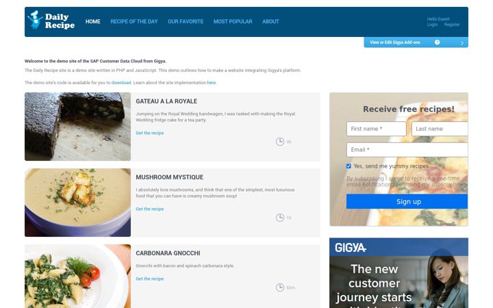 Screenshot of gigyademo.com