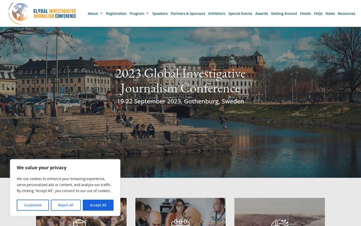 Screenshot of gijc2023.org