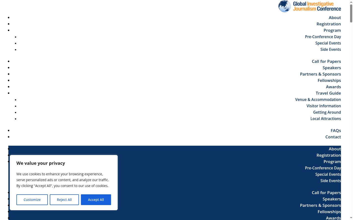 Screenshot of the consent banner shown before any interaction