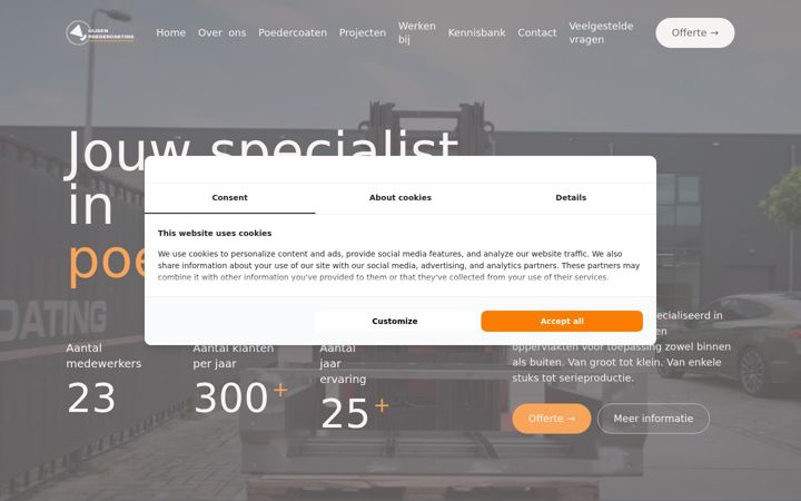 Screenshot of gijsenpoedercoating.nl