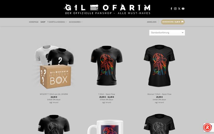 Screenshot of gil-ofarim-shop.de