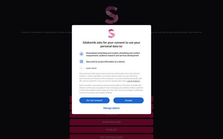 Screenshot of gilakomik.id