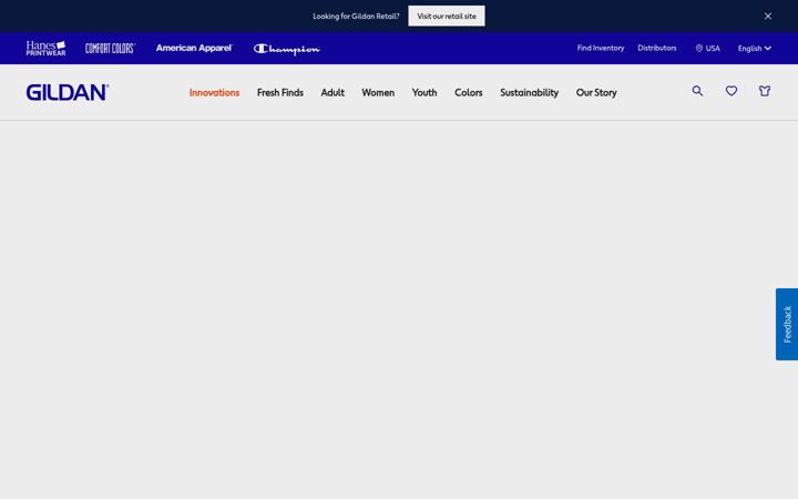 Captura de pantalla de gildan.com