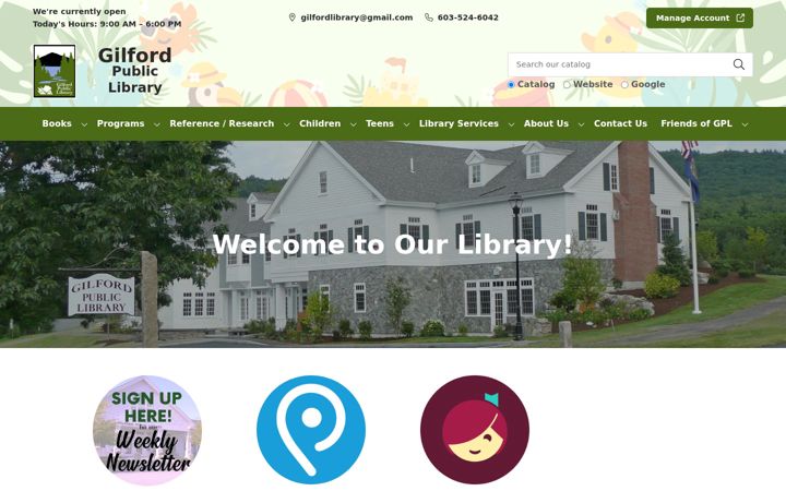 Screenshot of gilfordlibrary.org