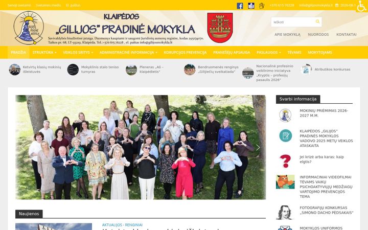 Snímek obrazovky gilijosmokykla.lt