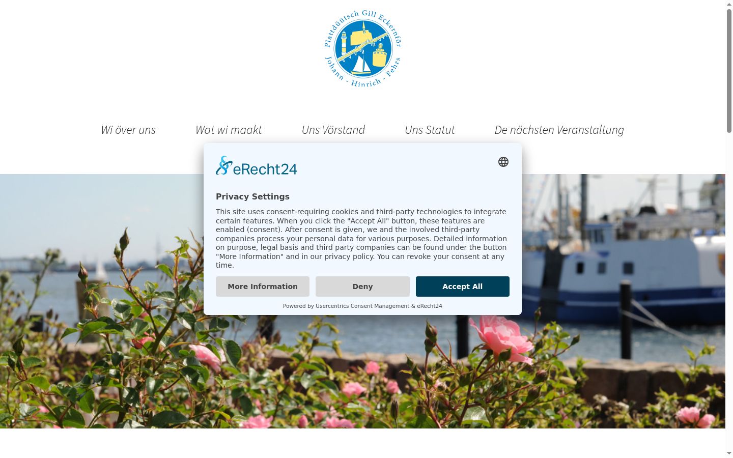 Screenshot des Einwilligungsbanners vor jeglicher Interaktion