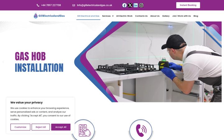 Screenshot of gillelectricalandgas.co.uk