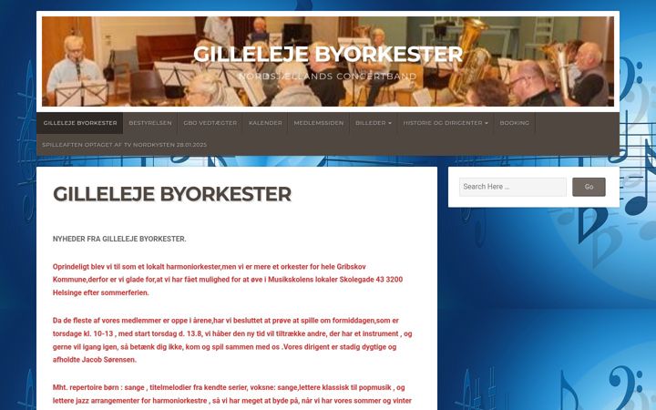Screenshot of gillelejebyorkester.dk