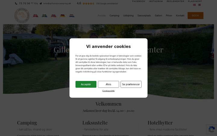 Screenshot of gillelejecamping.dk