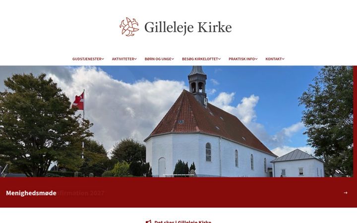 Screenshot of gillelejekirke.dk