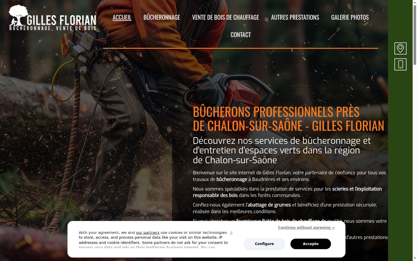 Capture d'écran de la bannière de consentement affichée avant toute interaction