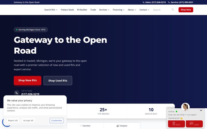 Screenshot of gillettesinterstaterv.com